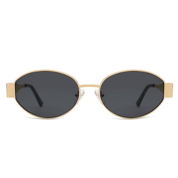Sogo Accessories - Retro Oval Sunglasses Classic UV400 Protection Black Gold